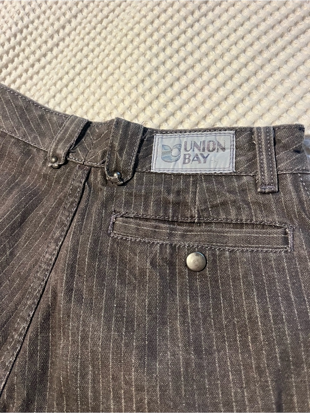 UNIONBAY Vintage Women's Pinstripe Straight-Leg Pants in Dark Gray - Picture 5 of 12